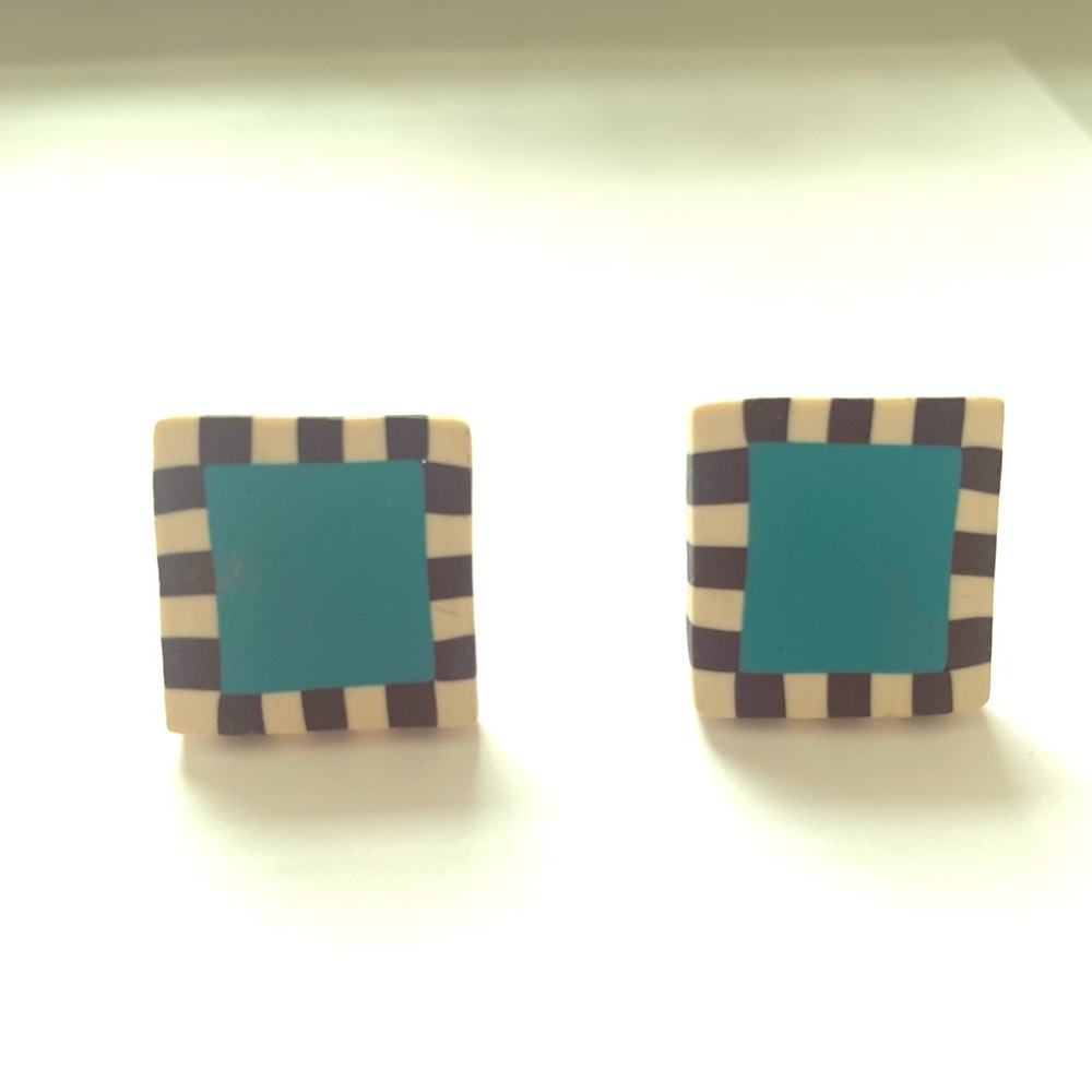 Vintage Square Earrings 80s 💙🔲🔲💙